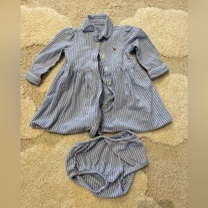 Ralph Lauren Striped Shirt Dress with Bloomers - Size 9M